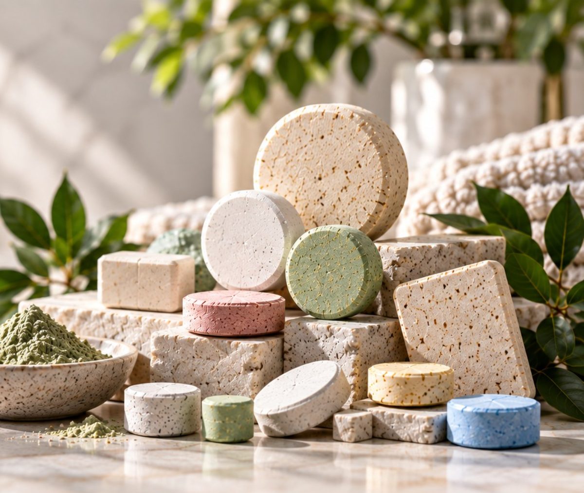 Bath bombs, cleansing bars, effervescent tablets and powders manufactured by Coughlan Products